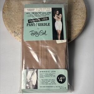 Pretty‎ Girl Magic Leg Panty Girdle OS Beige Vintage No Garter Shapewear